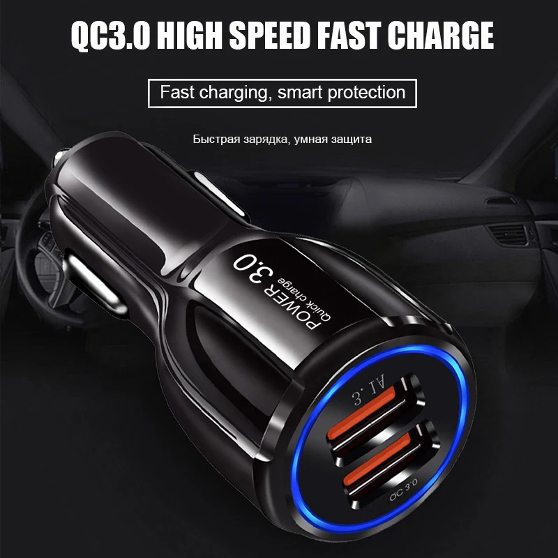 OLAF 30 Вт QC4.0 3,0 быстрое автомобильное зарядное устройство USB 2 usb порта автомобильное супер зарядное устройство для Xiaomi Mi 9 быстрое зарядное устройство 3,0 4,0 автомобильная зарядка для телефона
