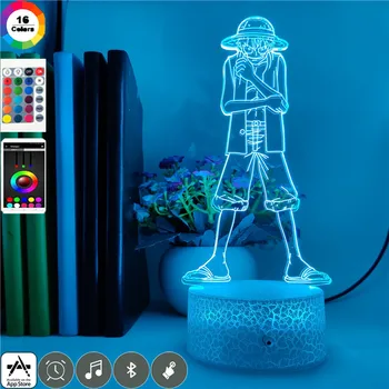 

App Control 3d Night Light One Piece Monkey D Luffy Figure Usb Battery Powered for Children Bedroom Decoration Led Night Light