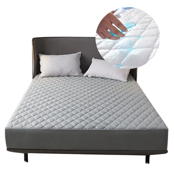 

Solid Color Mattress Cover Quilted Embossed Waterproof Mattress Protector Fitted Sheet Cover For Mattress Thick Soft Bed Cover