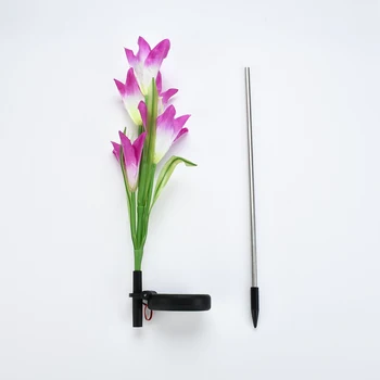 

Outdoor Solar Garden Stake Lights - 2 Pack Solar Powered Lights With 8 Lily Flower, Multi-Color Changing LED Solar Stake Lights