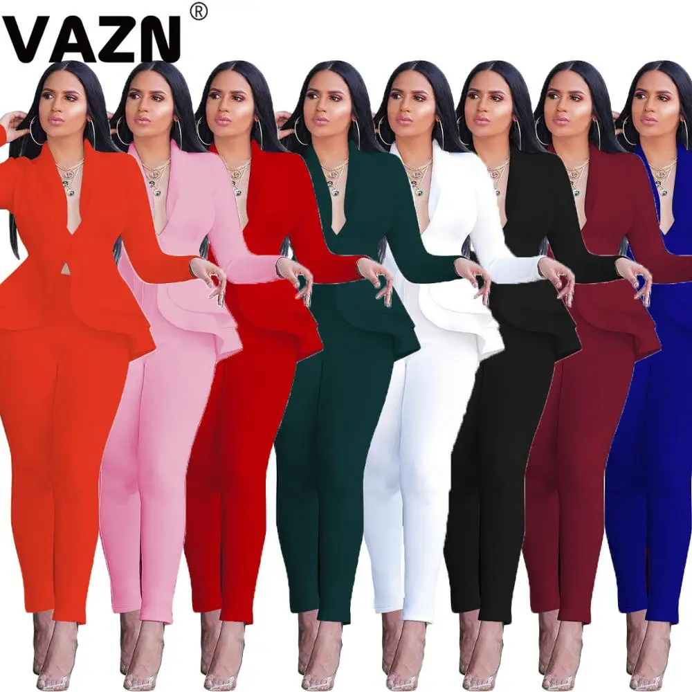 VAZN, лидер продаж, новейший стиль, верхняя одежда, комбинезон, 4 цвета, длинный рукав, ткань, группа, полная длина, милый женский комплект из 2 предметов