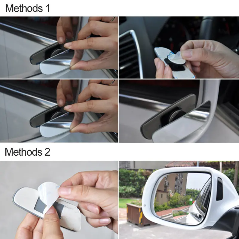 Blind Spot Mirror Adjustable Wide Angle 360 Degree Rear View For Car Rearview Mirror 1Pair