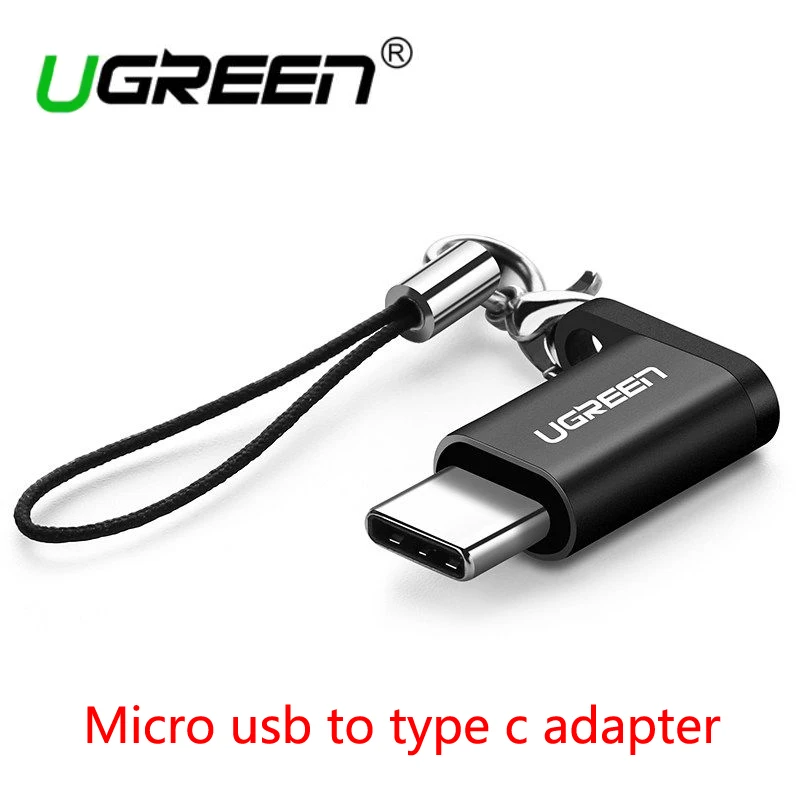 Ugreen micro usb к usb type c адаптер для samsung s9 s8 huawei P20 lite sony xiaomi micro usb кабель для зарядки конвертер Android - Цвет: Black with lanyard