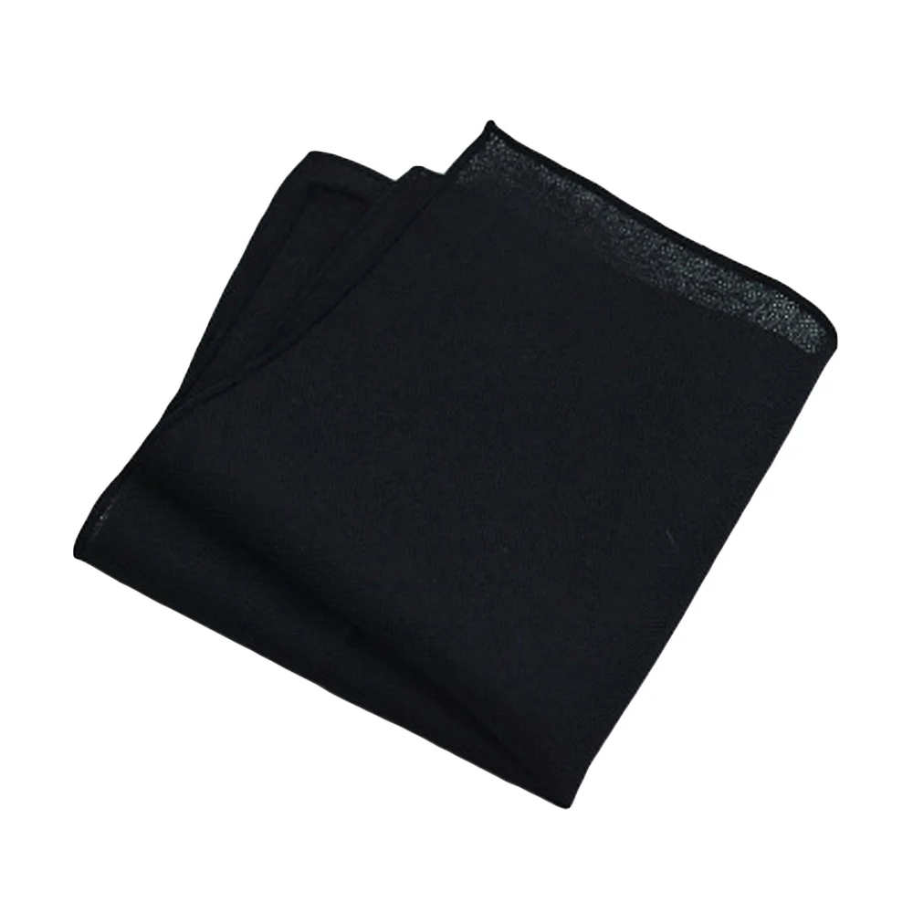 Мужской Одноцветный льняной хлопковый Карманный квадратный носовой платок для свадьбы и бизнеса - Цвет: Solid Black