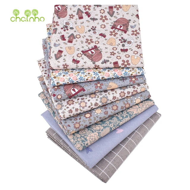 Chainho,Printed Twill Cotton Fabric,Bean Red Series,Patchwork Clothes,DIY Sewing Quilting Material For Baby&Children's Bedcloth 8 pcs 40x50cm