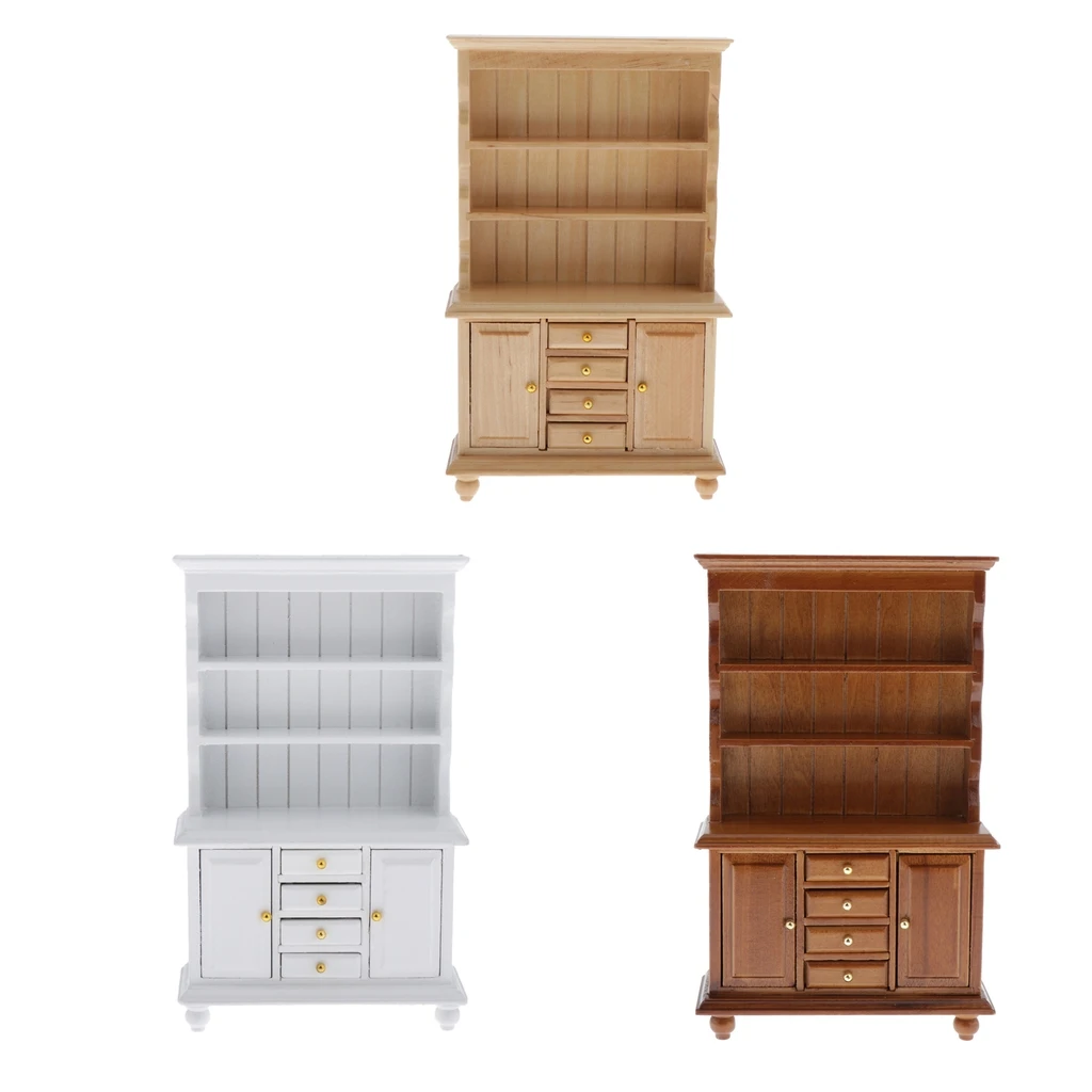 1/12 Multifunctional Cabinet for Doll House Any Rooms Decor, European Style, Handcrafts Collectibles, Kids Pretend Play Toy