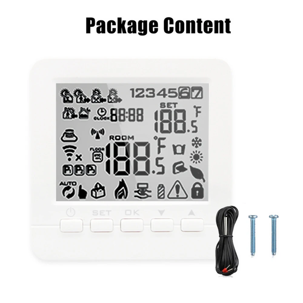 Умный WiFi термостат белый Электрический нагревательный пол регулятор