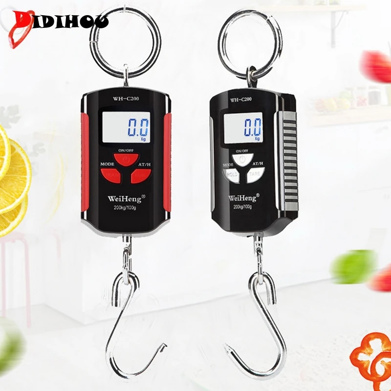 DIDIHOU 200kg/441lb Portable Mini Digital Scale LCD Display Luggage Heavy Crane Hanging Hook Pocket Weight Pig Sheep | Инструменты