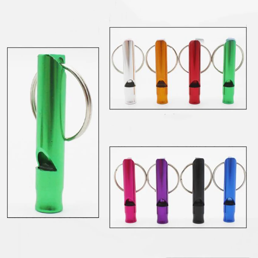 Portable Aluminum Alloy Pet Dog/Puppy Anti Barking Training Whistle Cat Dog Training Sound Calling Flute With Keychain