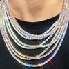 Collier hip hop à strass pour hommes et femmes, 1 rangée de strass, collier de chanteur de rap, chaîne de tennis glacé, cristal brillant ► Photo 1/6