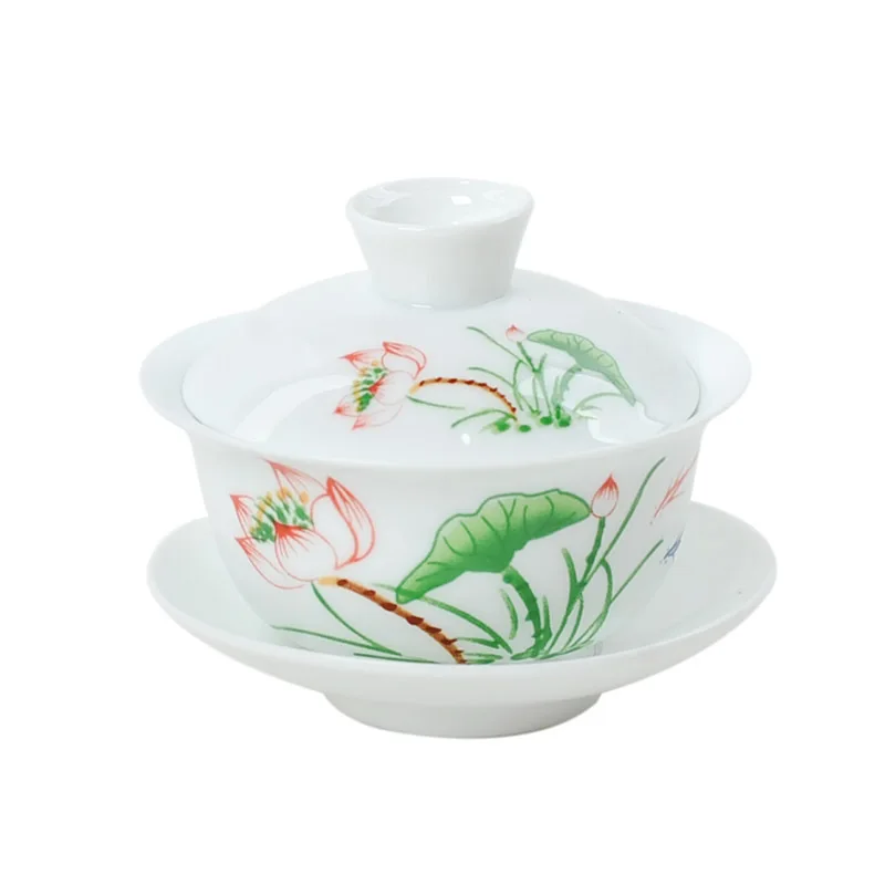 

White porcelain gai wan tea set Beautiful and easy kettle Bone China Tea Sets Dehua gaiwan tea porcelain pot set for travel