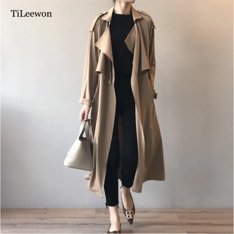 

trench coat for women long manteau fashion Trench Coat 2020 Spring Double Brasted Windbreaker Korean Woman Coat Streetwear