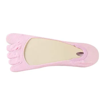 

New Womens Ankle Five Finger Toe Socks No Show Invisible Cotton Hosiery pink