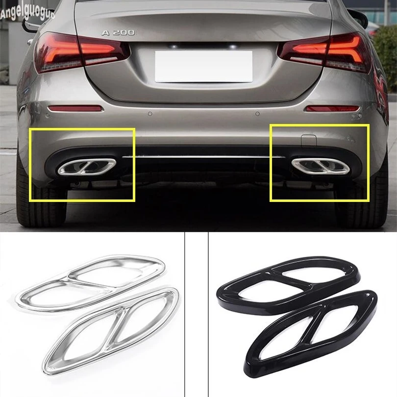 3 color For Mercedes Benz A E C Class W213 W205 w176 GLC Car Rear Exhaust Tail Pipe Cover Trim Muffler Stainless steel Accessory