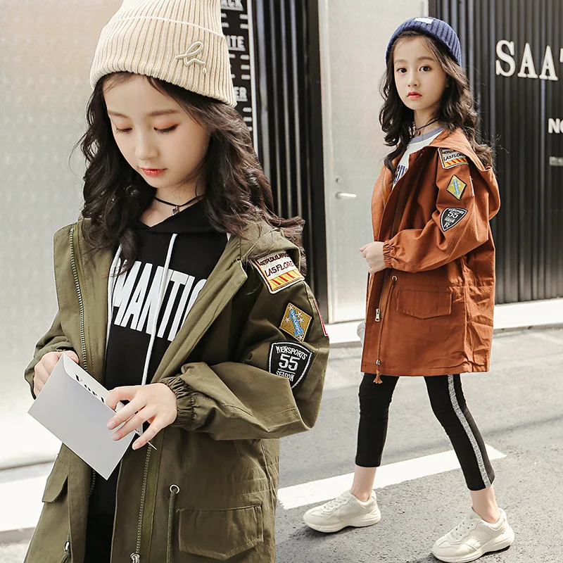 

Girl'S Coat Spring And Autumn 2019 New Style Korean-style Girls Mid-length Trench Coat Big Boy Coat Autumn CHILDREN'S Jacket