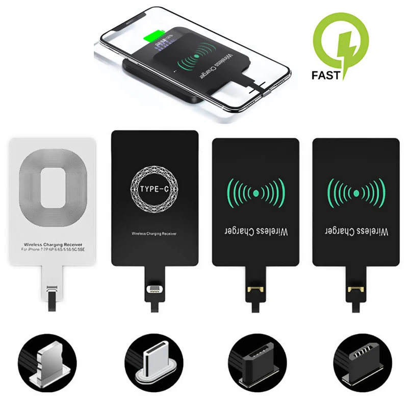 Qi Wireless Charging Kit Transmitter Charger Adapter Receptor Receiver Pad Coil Type-C Micro USB kit for apple iPhone Connector