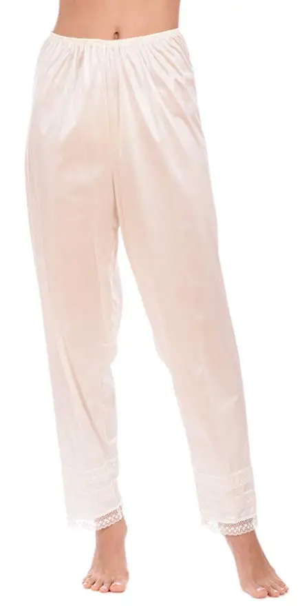 Women Slip Liner Ladies Sleep Bottoms Newest Fashion Solid Girl Nightwear Pyjamas Bottoms Lounge Pants Trousers - Цвет: Слоновая кость