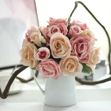 9 роз, украшения для растений, имитация, для гостиной, букет, для сада, дома, роза, свадебное украшение, цветок