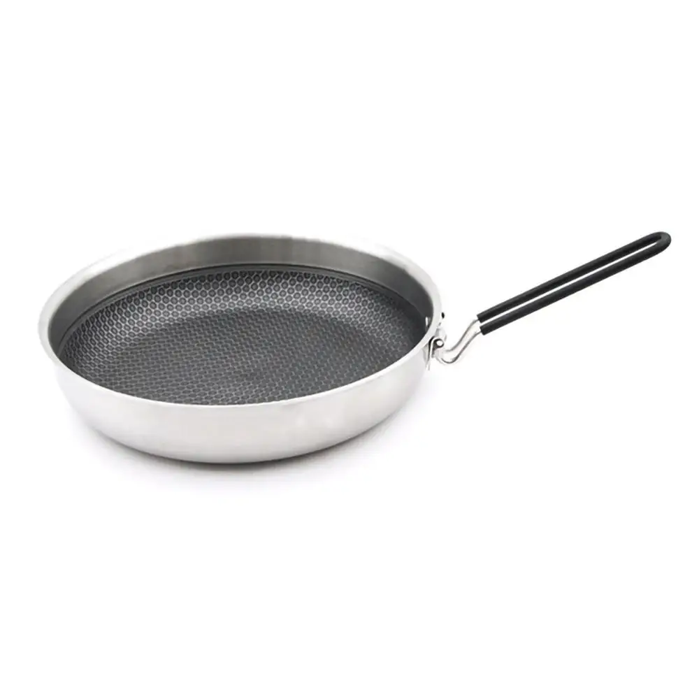 

Stainless Steel Coating Non-stick Pan Foldable Handle Fry Pan Skillet For Camping Hiking Picnic BBQ