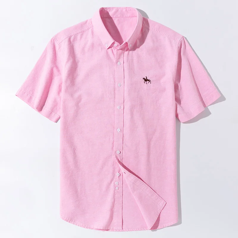 Camisa informal de algodón para hombre, camisa de manga corta con cuello vuelto, ajuste Regular, tela Oxford, 100%, excelente y cómodo, para negocios, novedad de verano