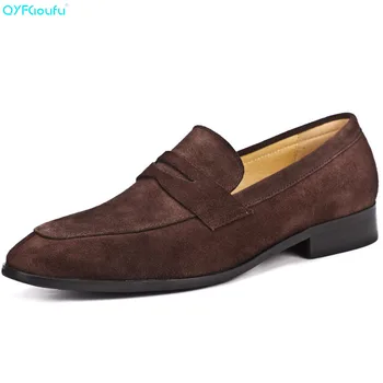 

QYFCIOUFU 2019 Fashion Genuine Leather Dress Shoes Men Loafers Suede Oxford Shoes For Men Formal Mariage Wedding Shoes US 11.5