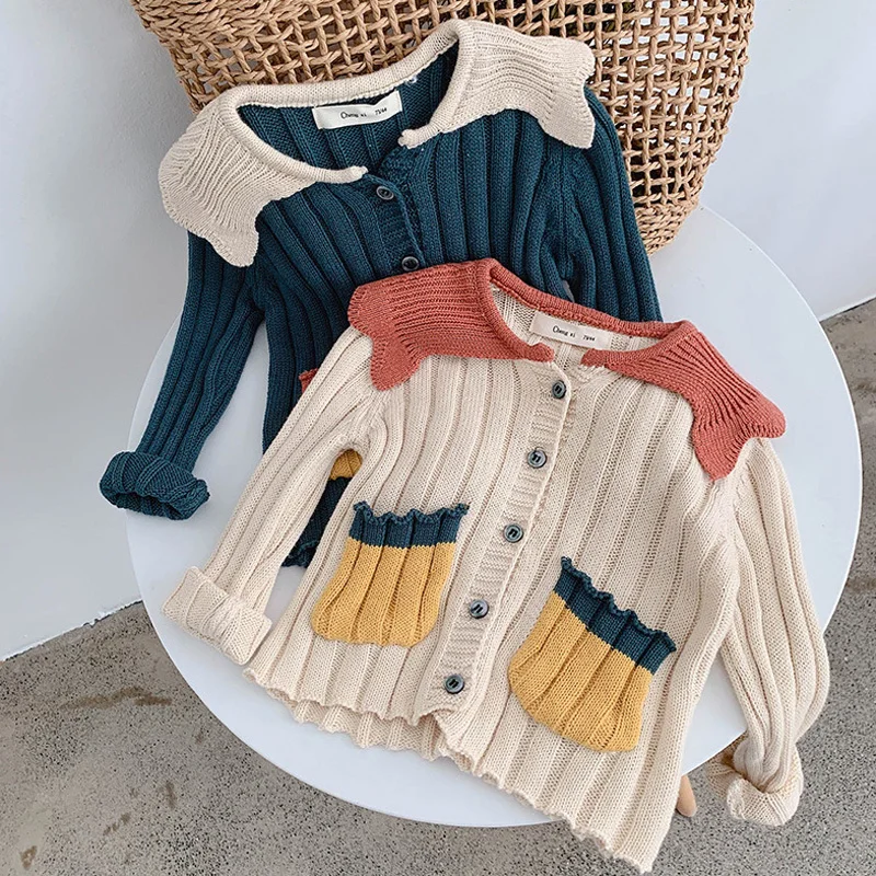 

New Children Thick Knit Sweater Coat 2019 Baby Grils and Boy Soild Color Sweater Cardigan Jacket LZ403