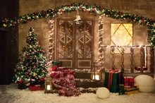  Pink Gray Chic Wall Backgrounds For Photography Merry Christmas Festivals Tree Fireplace Tree Ball Gift Party Interior Photocall 