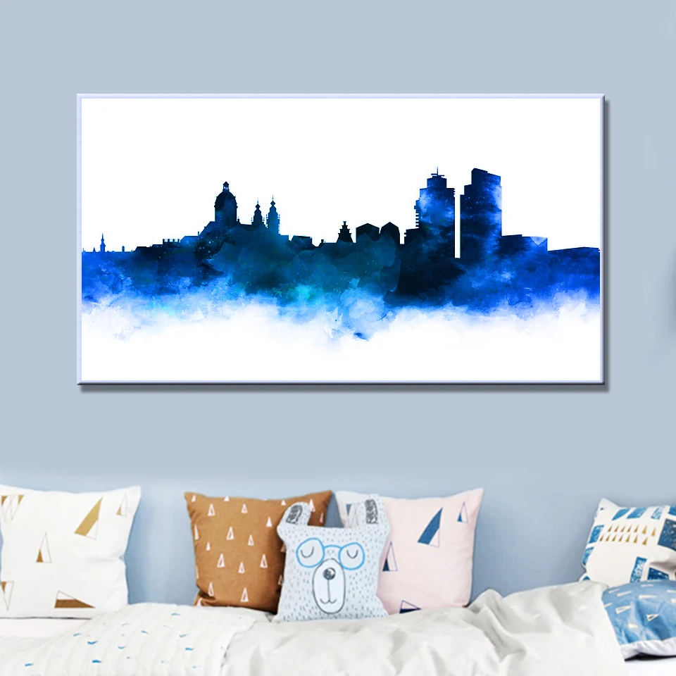 

Amsterdam Skyline Wall Art Holland Travel Gift Posters and Prints Wall Pictures For Living Room Decoration