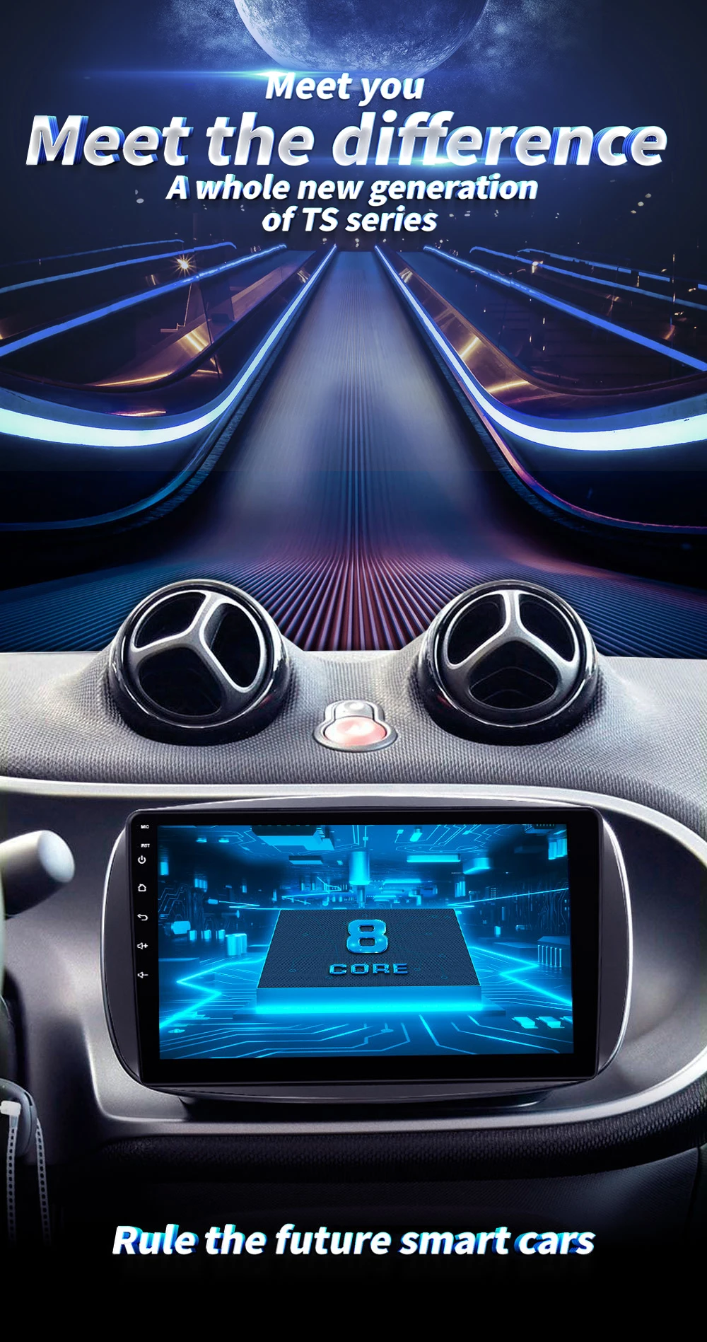 Sale Android 9.0  Car DVD Player Multimedia Radio for Mercedes/Benz Smart Fortwo 2016 WiFi BT GPS stereo 0