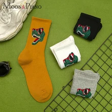 Женские носки, модные милые Креативные Хлопковые женские носки с динозавром, Мультяшные забавные носки с монстрами, осенне-зимние милые женские носки