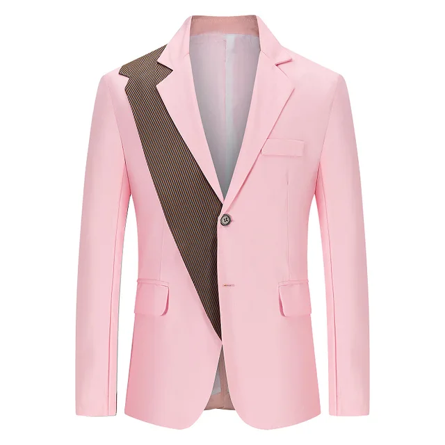 Mężczyźni Slim Fit marynarka biurowa kurtka moda czarny różowy solidna męska marynarka ślubna elegancki płaszcz Casual Business płaszcz męski tanie i dobre opinie