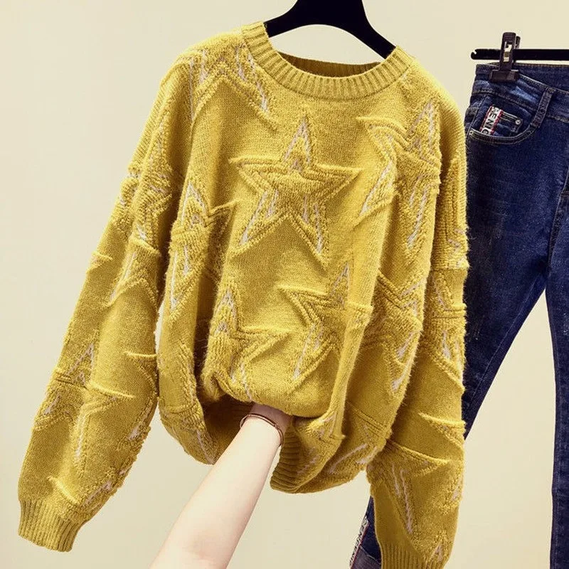 2021 Spring And Autumn New Net Red Lazy Sweater Women Loose Pullover Knitting Bottoming Shirt Long Sleeve Tide | Женская одежда