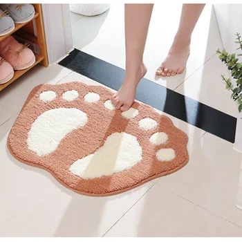 

New Home Footprint Floor Carpet Cute Cartoon Anti-skid Mats Creative Cold Protection Rugs For Bedroom Bathroom Toilet