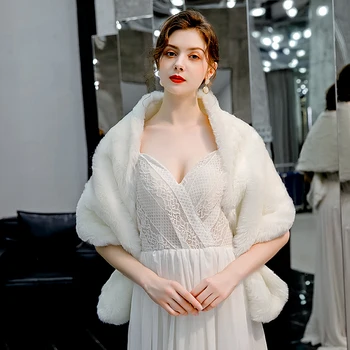 

Evening2019 Party Jacket Wrap Faux Fur Wedding Cape Winter Women Bolero Wrap Winter Shawl