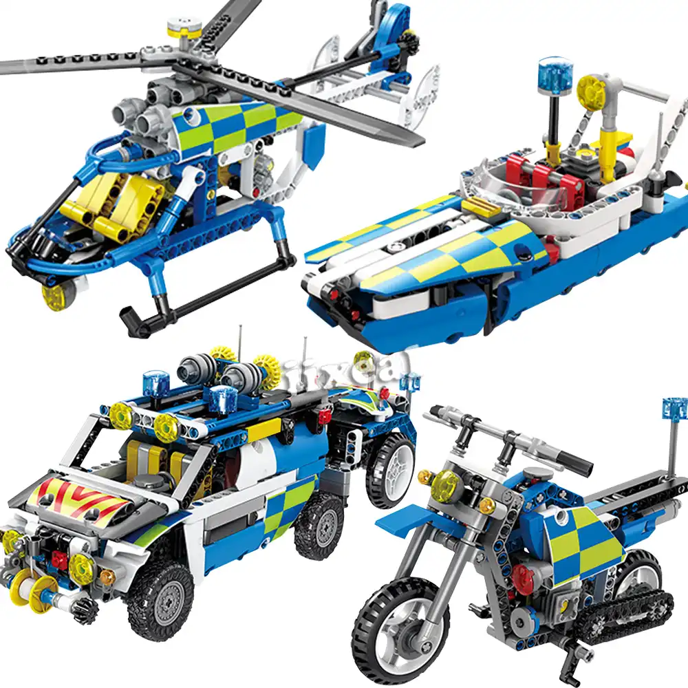 lego truck with helicopter
