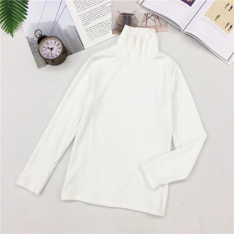 Maglietta dolcevita da donna nuova primavera Maglietta calda spessa Veet T-shirt Camicia a maniche lunghe con fondo femminile Tops396_voghion.com