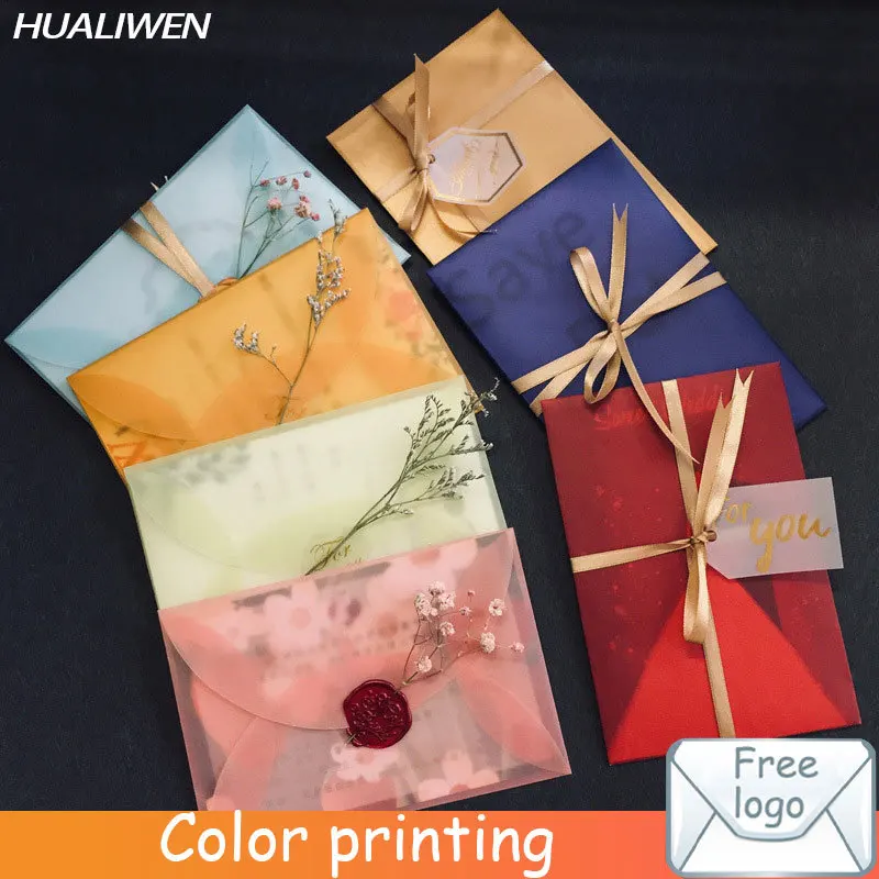 10Pcs/lot Custom Color Envelope Paper Transparent Sulfuric Acid Paper Envelope Wedding Party Invitation Greeting Card Gift