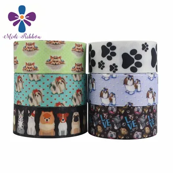

16mm-75mm Cute Pet Dog Paw Ccartoon Pprinting Hhandmade DIY 2020 Hot Selling Ribbon 50 Yards / Roll