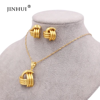 

Jewelry sets 24K wedding gold color for women new African bridal gifts earrings pendants necklace flowers earrings jewellery set