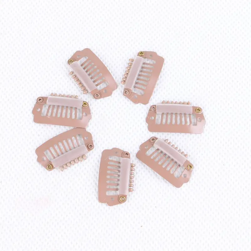 1000pcs 2.3cm 7 teeth Metal Snap Clips for Hair Extensions Clip-on Wig Wigs Weft Hairpiece I Shape Metal Clips