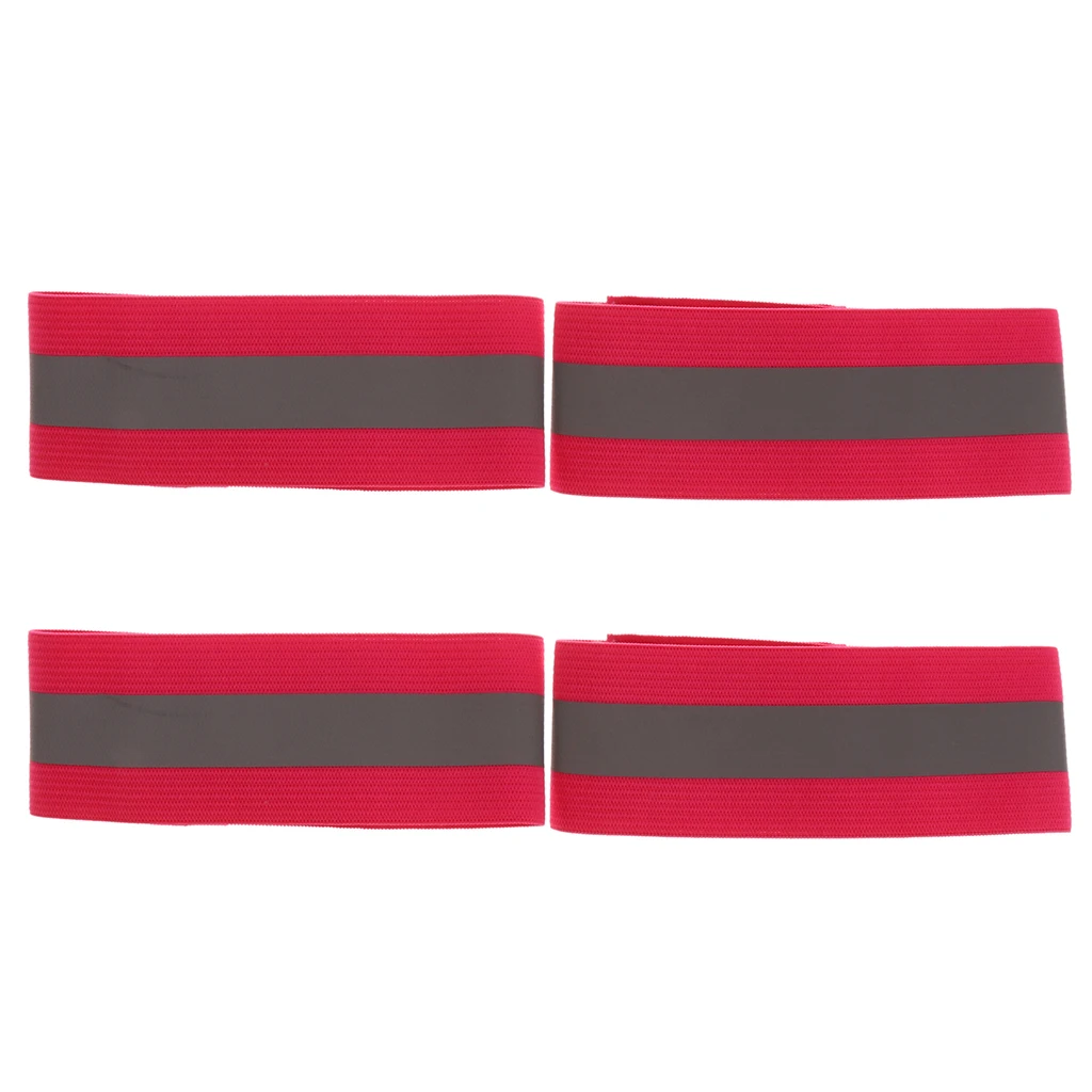 4x Elastic Reflective Hand Wrist Band Reflective Bracelet Rose Red