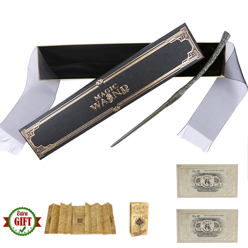 

15 Kinds of Metal Core Bellatrix Magic Sticks Dumbledore Hermione Harried Magical Wand Ribbon Box Pack Map and Ticket As Gift