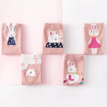 

Women's socks Korean socks stereo cartoon feather yarn pink rabbit cotton tube socks