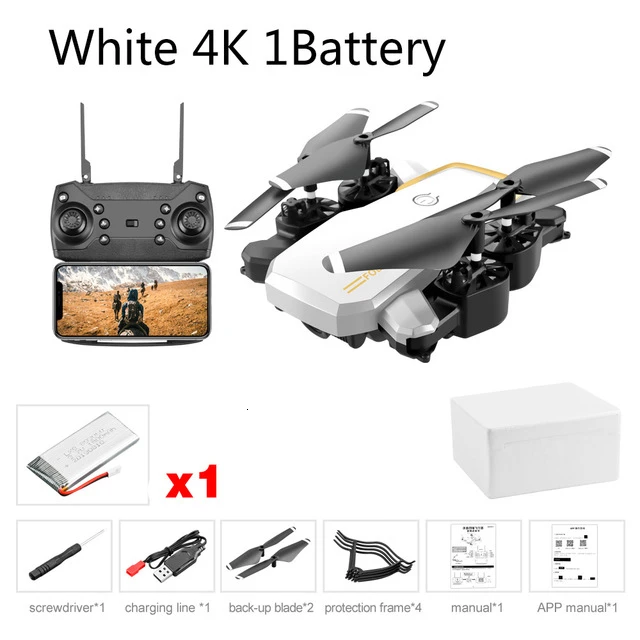 LF609 Дрон 4K с HD камерой wifi 1080P двойная камера следуя за мной Квадрокоптер FPV Профессиональный Дрон долгий срок службы батареи игрушка для детей - Цвет: White 4K 1B