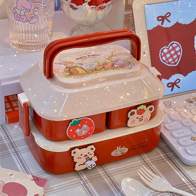 Kawaii-Double-Layer-Lunch-Box-Bento-Box-