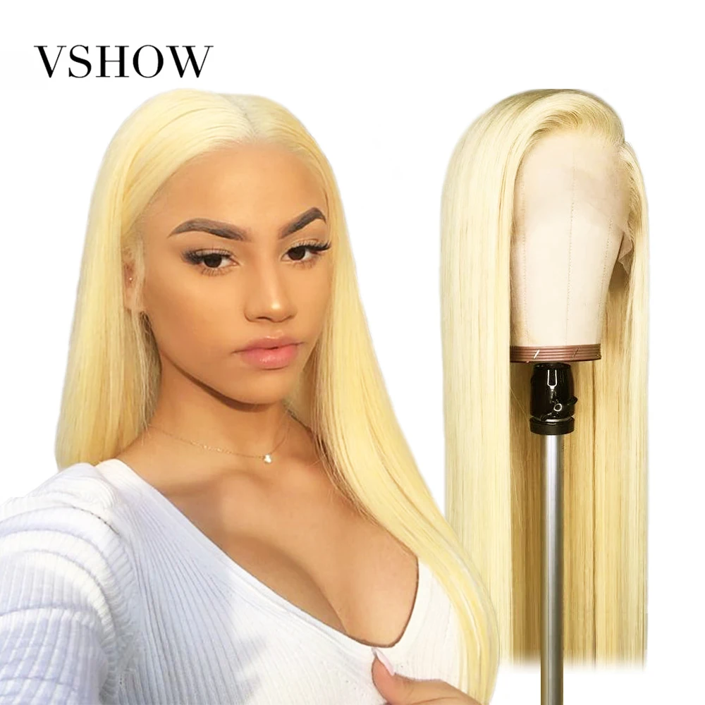 VSHOW 32 дюйма 613 светлые кружевные передние парики бразильские волосы Remy парик 13X4