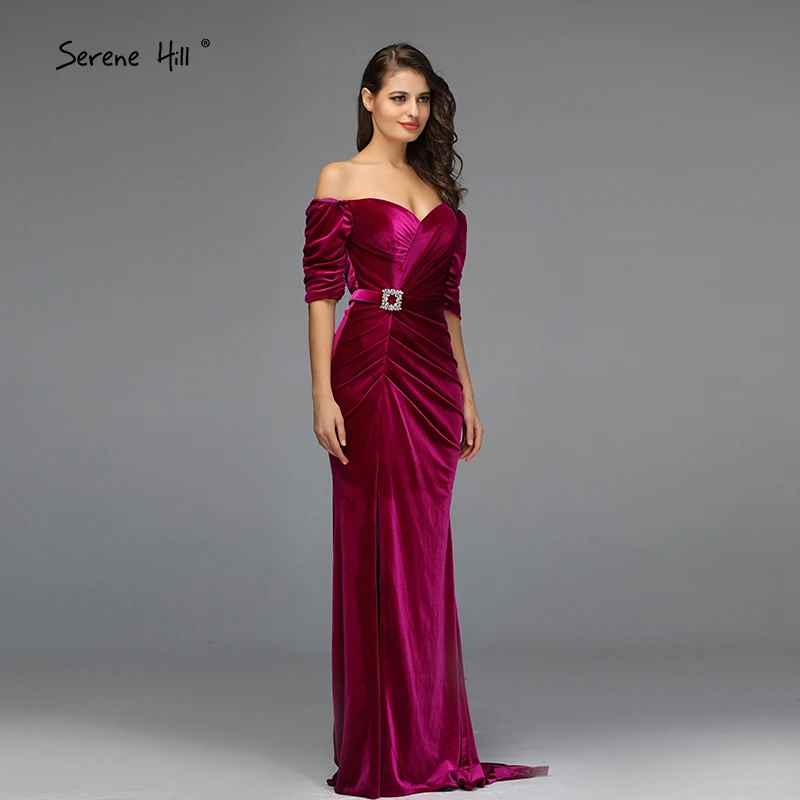 Розовые вечерние платья с открытыми плечами и половинным рукавом, новейший дизайн, сексуальные вечерние платья в стиле русалки, Serene Хилл LA60894