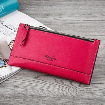 

High Capacity Fashion Women Wallets Polish PU Leather Wallet Female Double Zipper Clutch Coin Purse Ladies Phone Bag Wristlet