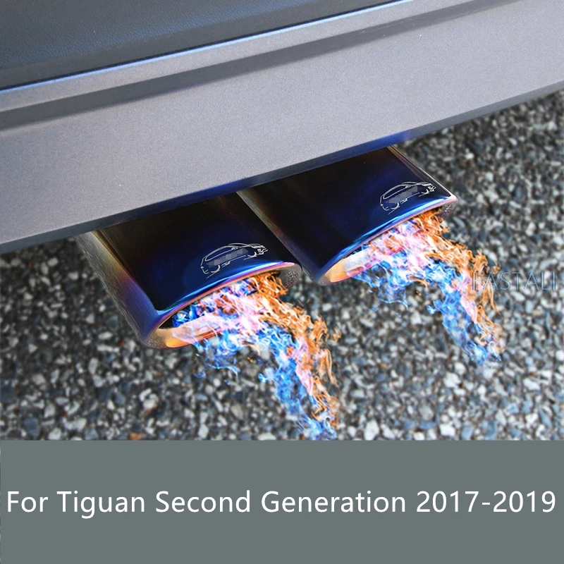 Для Tiguan второго поколения- нержавеющая сталь автомобиля выхлопной трубы крышка глушителя трубы автомобиля внешние аксессуары