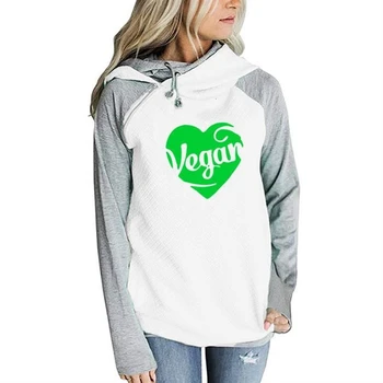 

Decoration VEGAN Letters Print Hoodies For Women Kawaii Hoodies Women Sweatshirt Femmes Funny Promotional Discounts